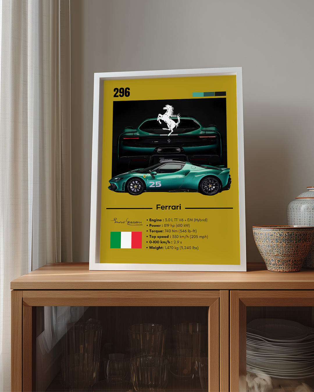 Ferrari 296 Poster Tablosu