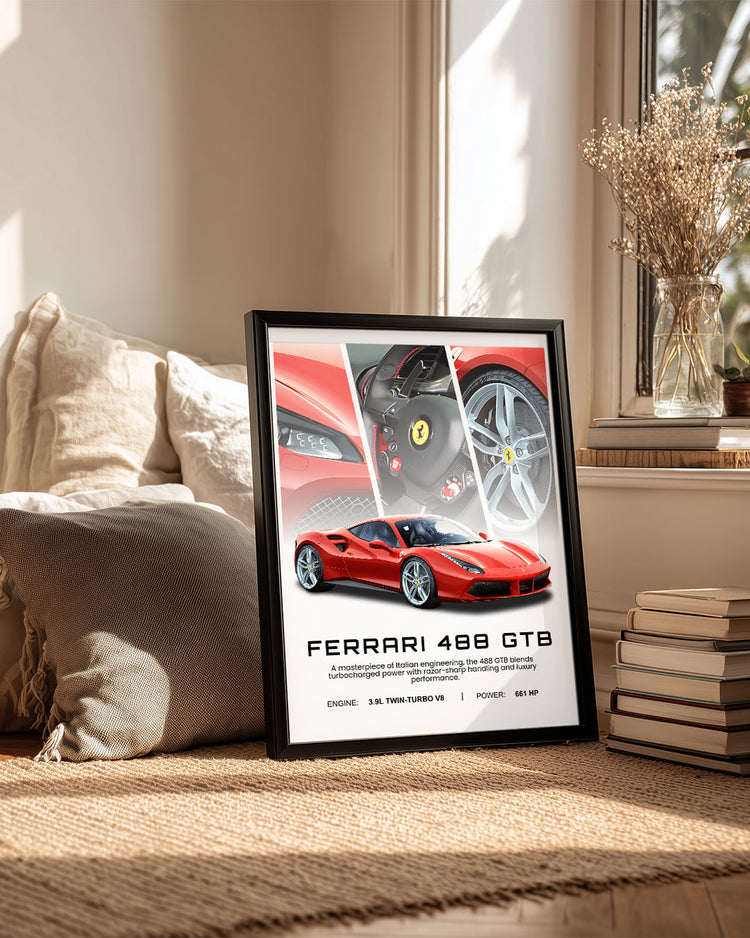 Ferrari 488 GTB Poster Tablosu