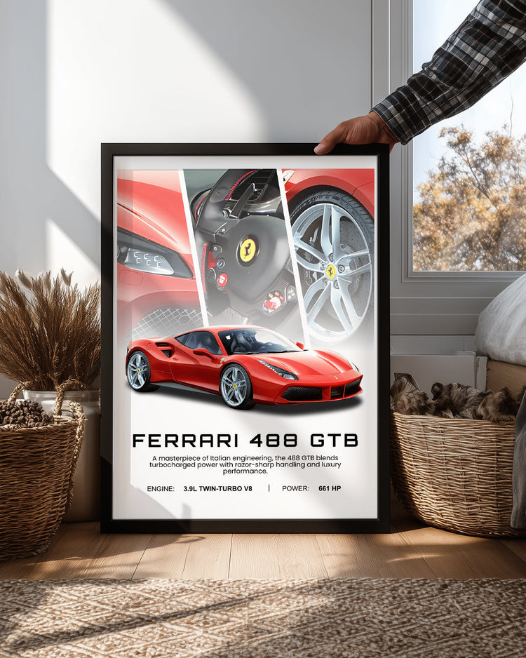 Ferrari 488 GTB Poster Tablosu