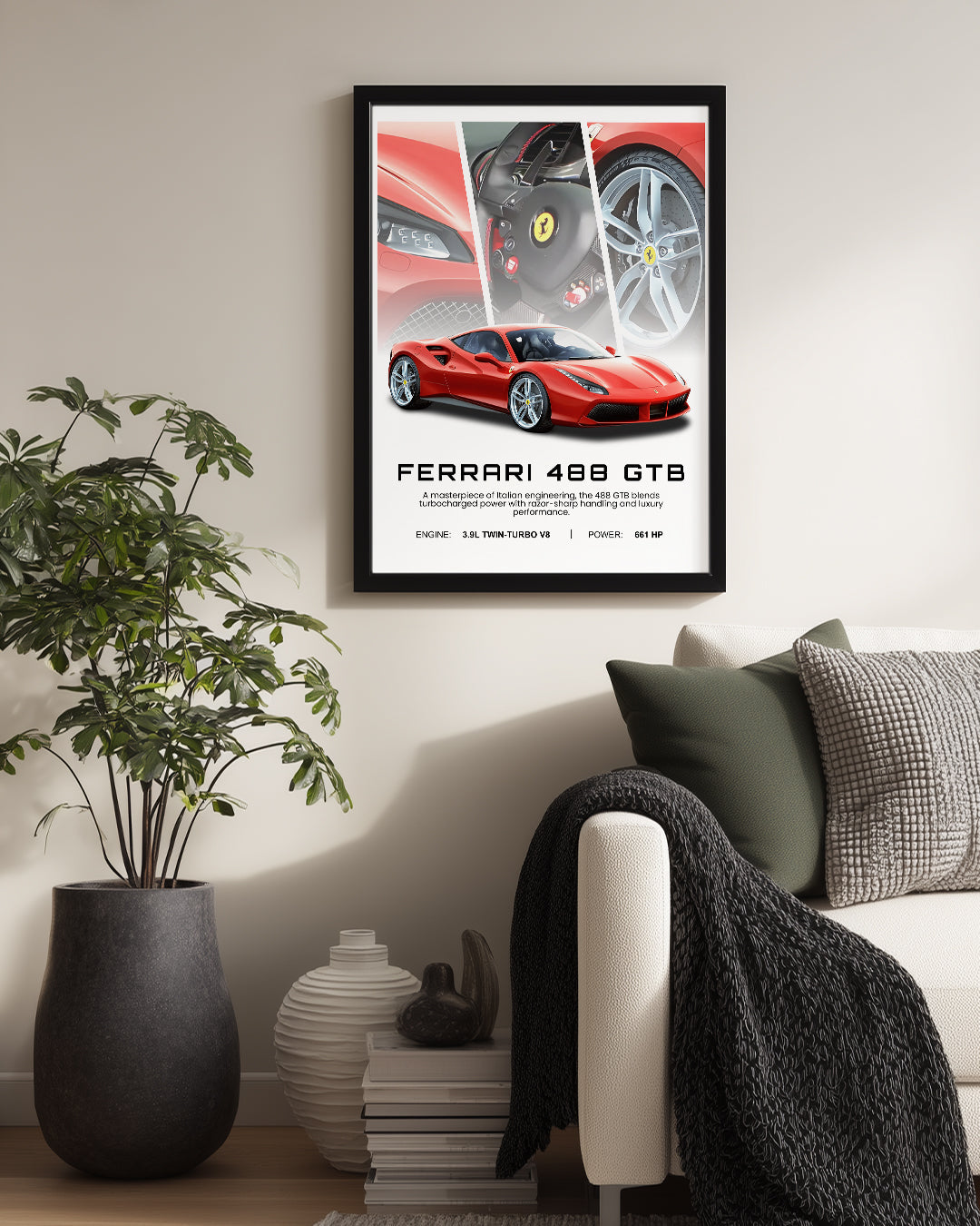 Ferrari 488 GTB Poster Tablosu