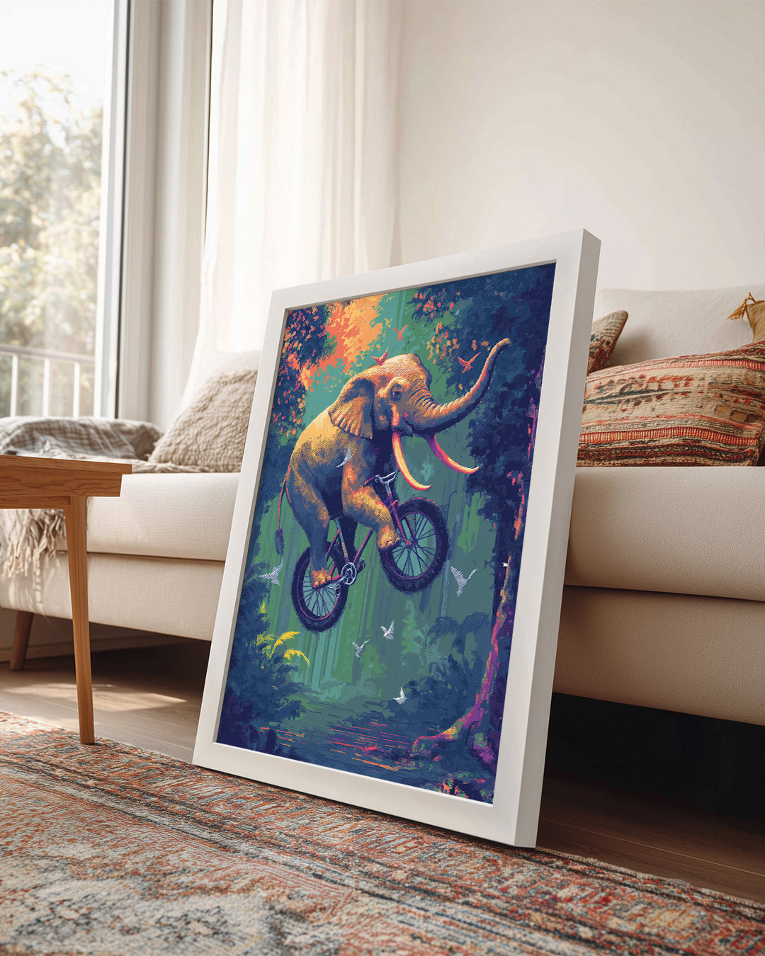 Fil - Bisiklet Üstünde Uçan Poster Tablosu