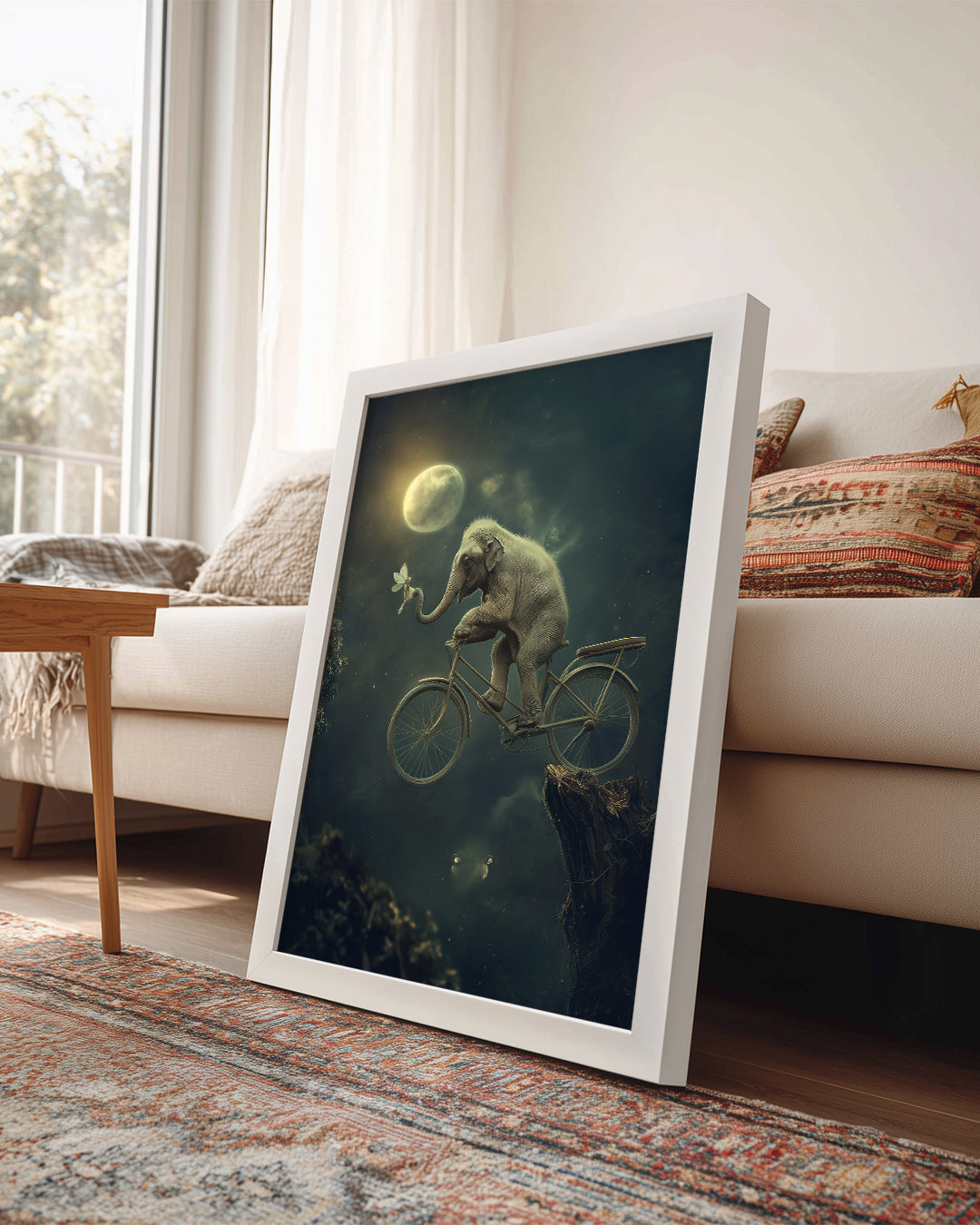 Fil - Bisiklet Üzerinde Uçan Kelebek Poster Tablosu