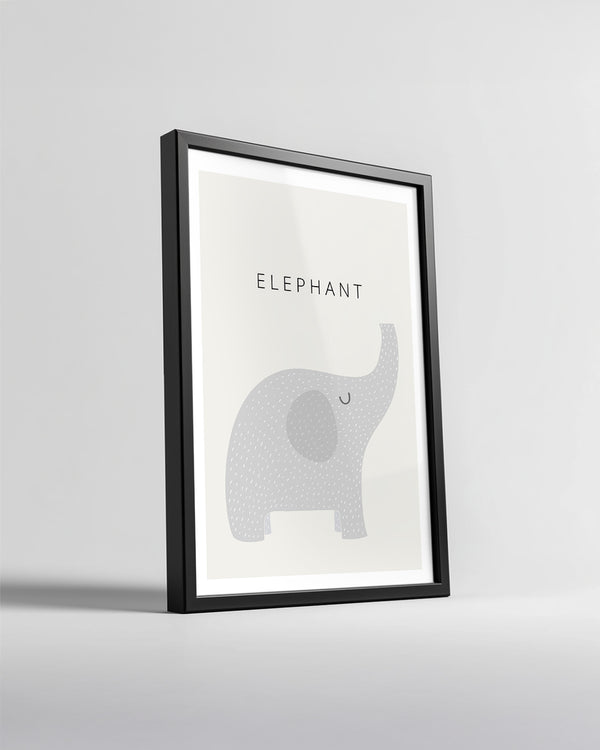 Fil - Gri Renkli Gövde Poster Tablosu
