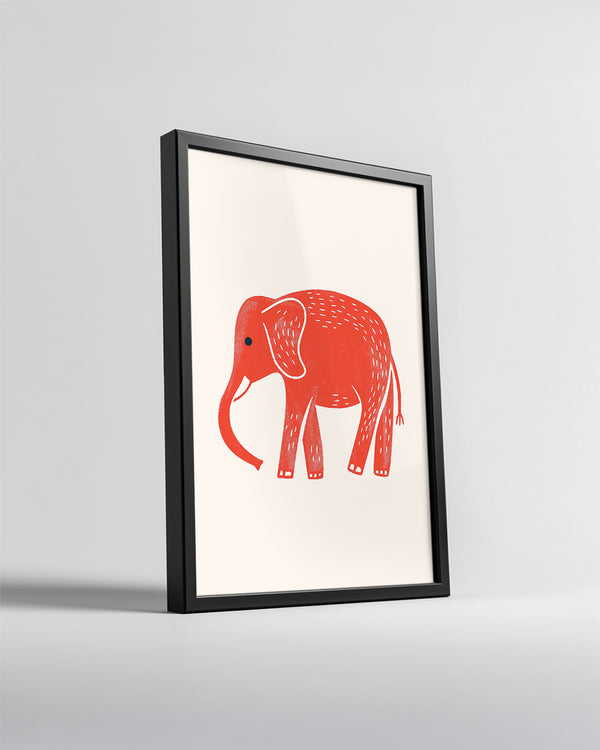 Fil - Kırmızı Renk Deseni Poster Tablosu