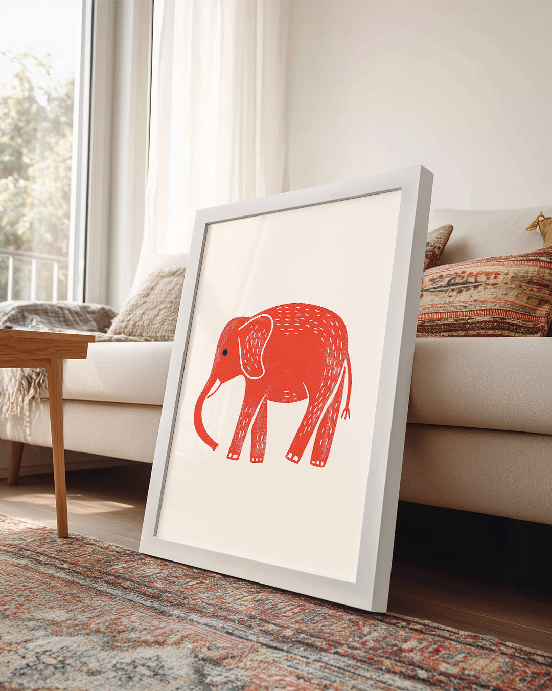 Fil - Kırmızı Renk Deseni Poster Tablosu