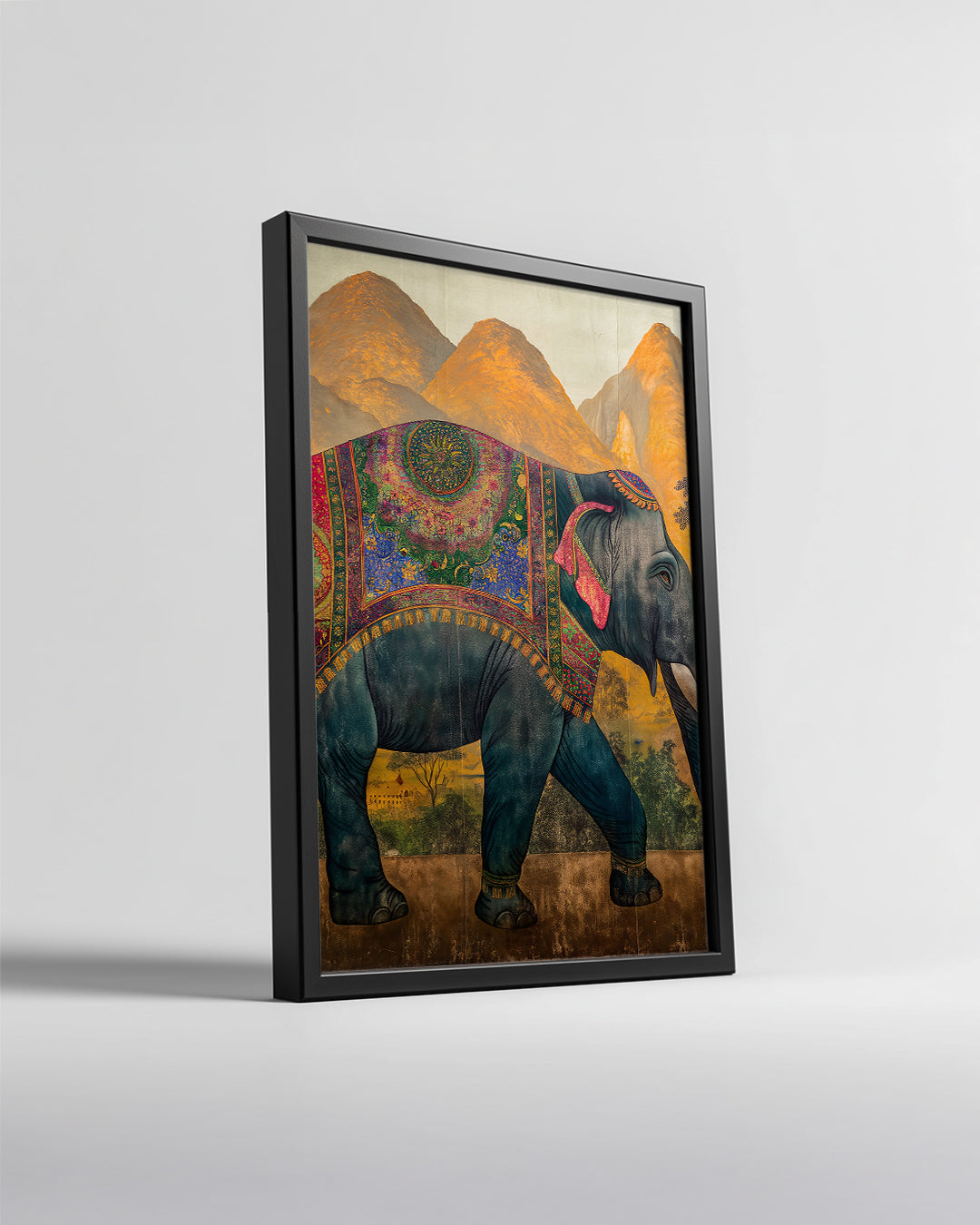 Fil - Renkli Desenler ile Süslü Poster Tablosu