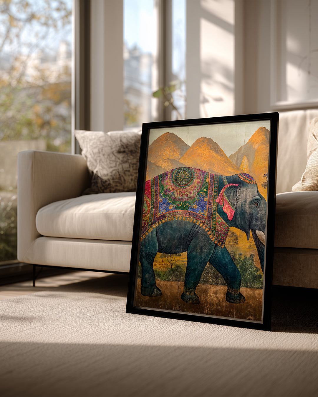 Fil - Renkli Desenler ile Süslü Poster Tablosu