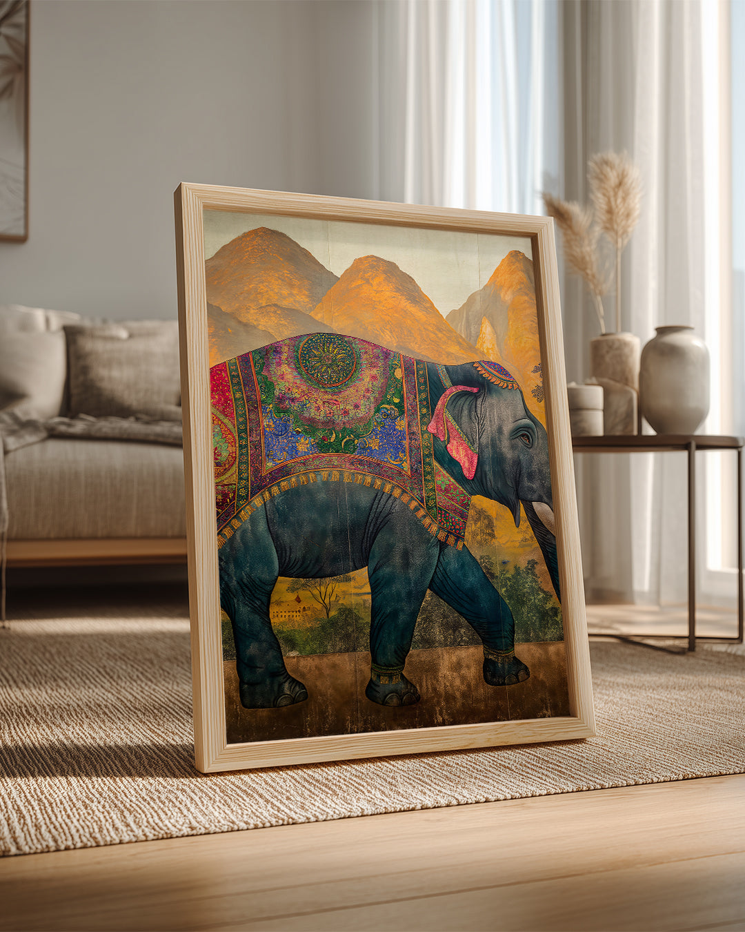 Fil - Renkli Desenler ile Süslü Poster Tablosu
