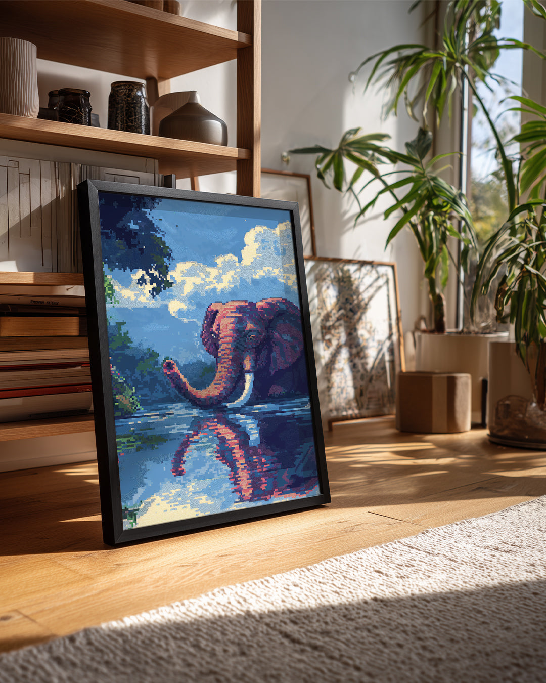 Fil - Su Kenarında Güneşlenme Poster Tablosu