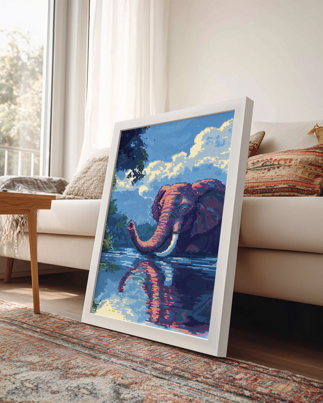 Fil - Su Kenarında Güneşlenme Poster Tablosu