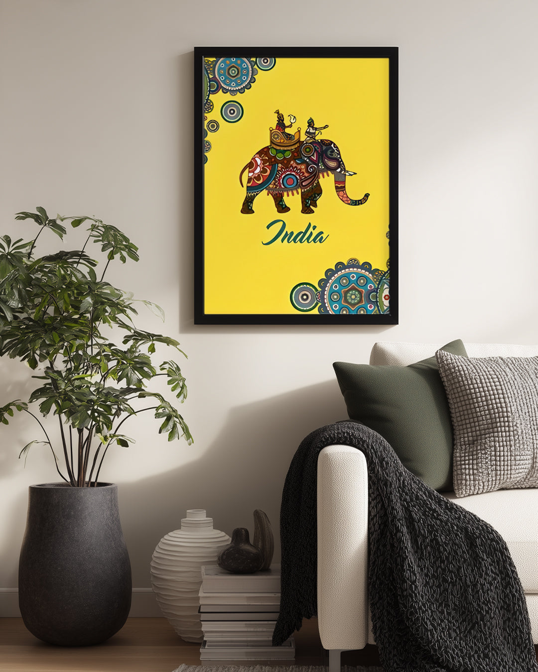 Fil Figürü - Renkli Geleneksel Hint Teması Poster Tablosu