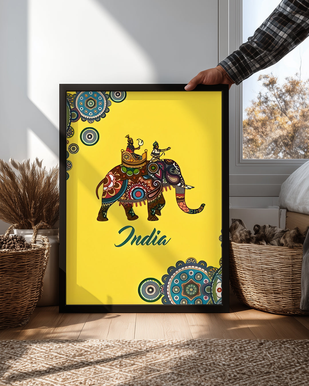 Fil Figürü - Renkli Geleneksel Hint Teması Poster Tablosu