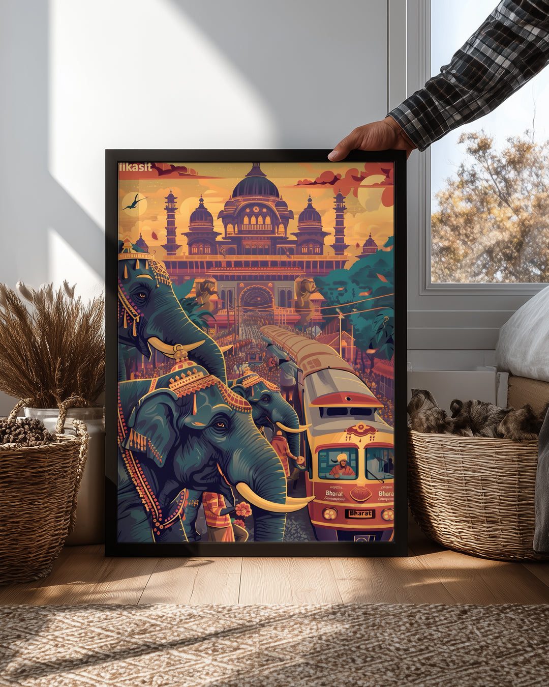 Fil Geçidi - Renkli Tren Ve Tarihi Mimari Manzarası Poster Tablosu