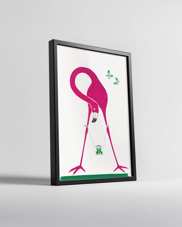 Flamingo - Pembe Renkli Uzun Boyun Poster Tablosu