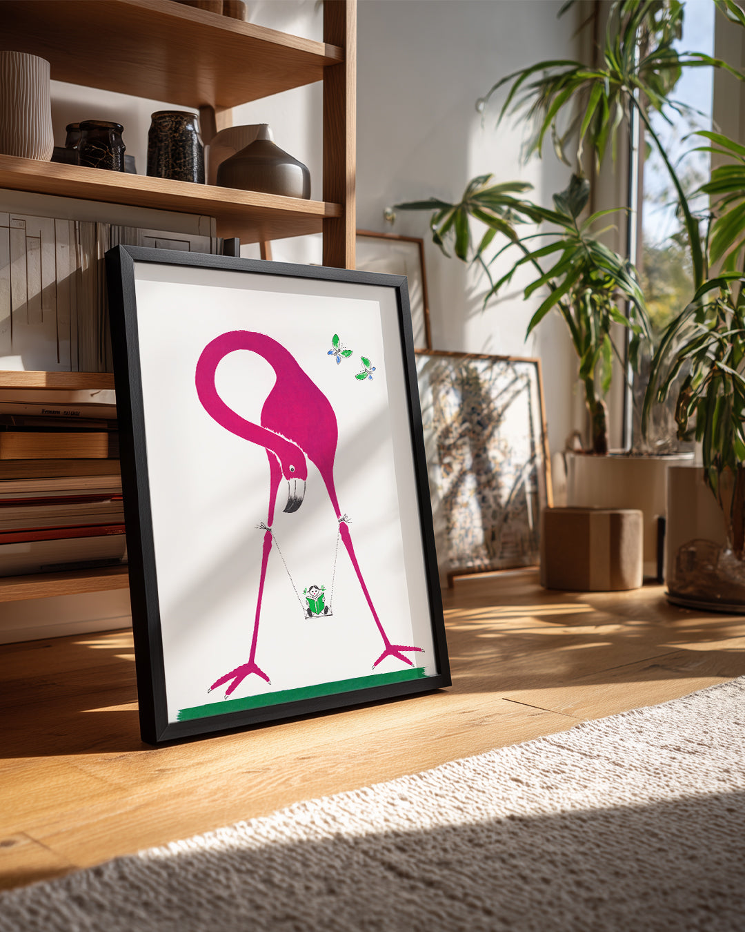 Flamingo - Pembe Renkli Uzun Boyun Poster Tablosu
