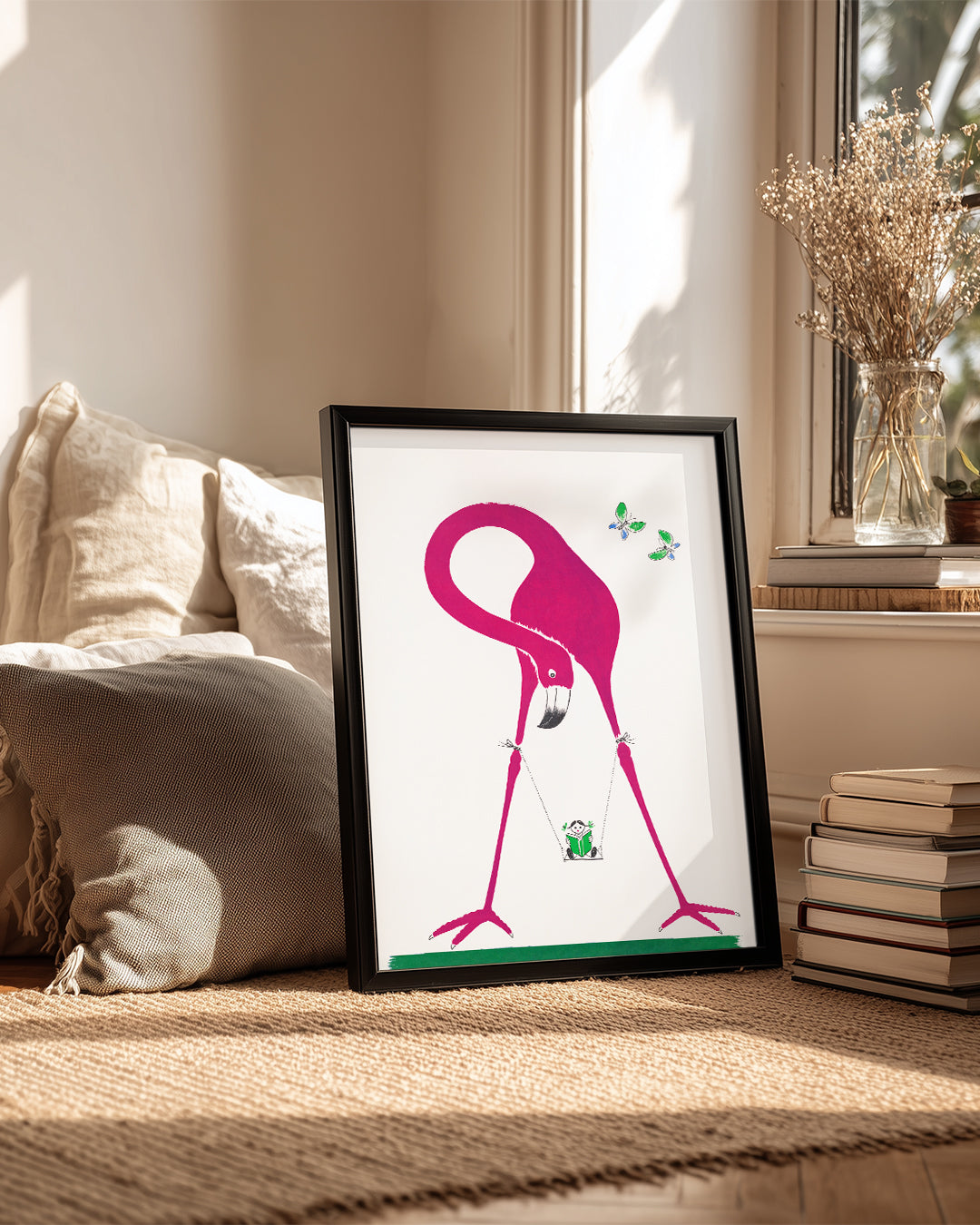 Flamingo - Pembe Renkli Uzun Boyun Poster Tablosu