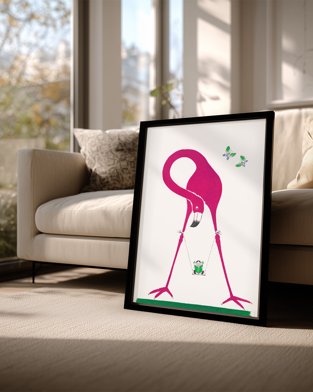 Flamingo - Pembe Renkli Uzun Boyun Poster Tablosu