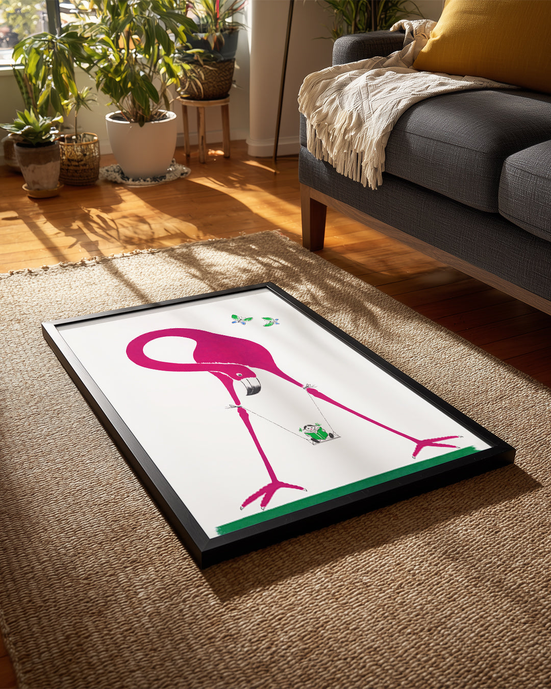 Flamingo - Pembe Renkli Uzun Boyun Poster Tablosu