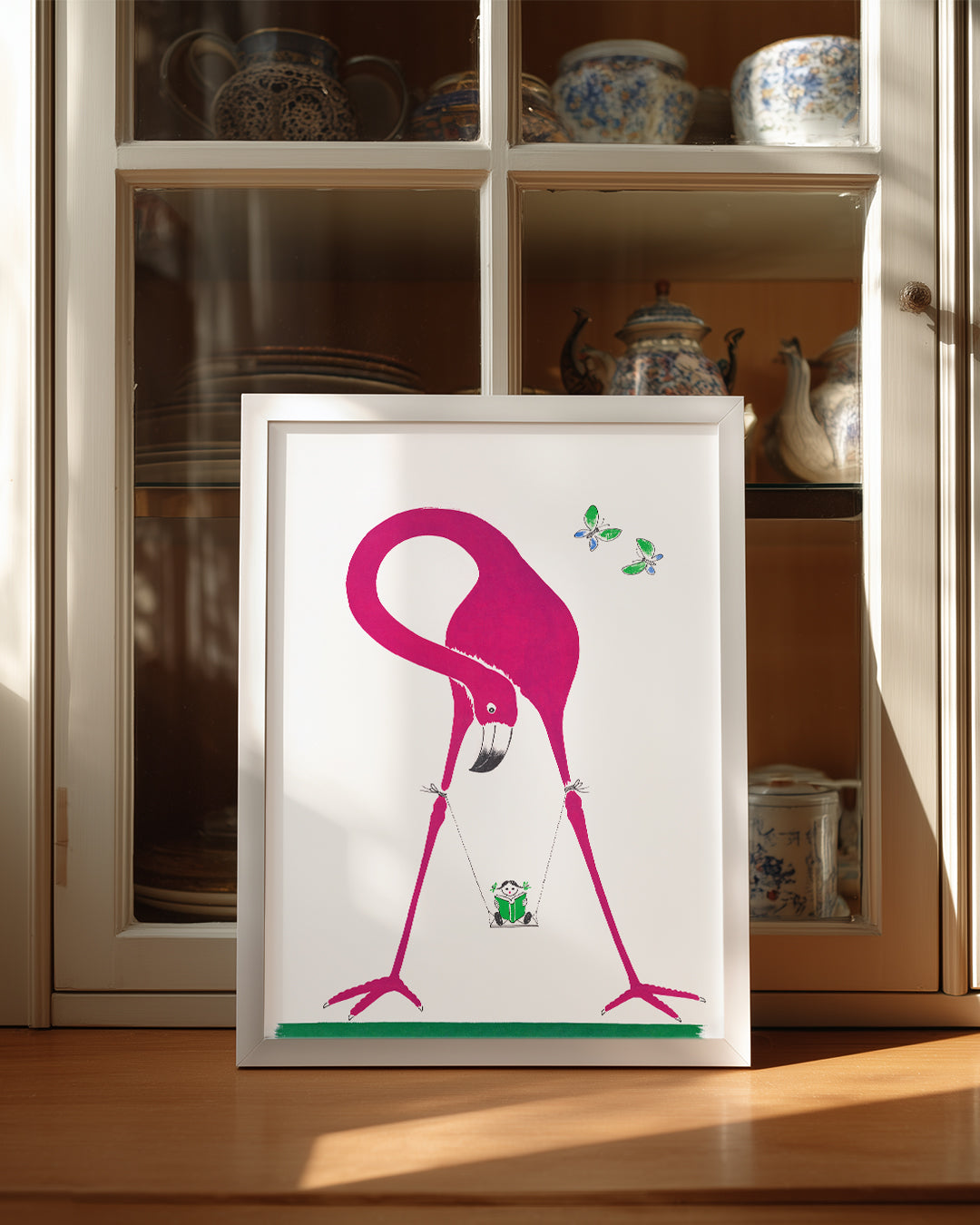 Flamingo - Pembe Renkli Uzun Boyun Poster Tablosu