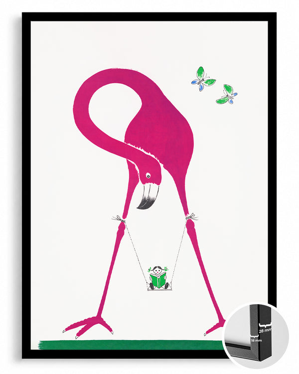 Flamingo - Pembe Renkli Uzun Boyun Poster Tablosu