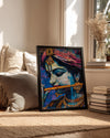 Flüt Çalan Genç Adam - Renkli Sanat İllüstrasyonu Poster Tablosu