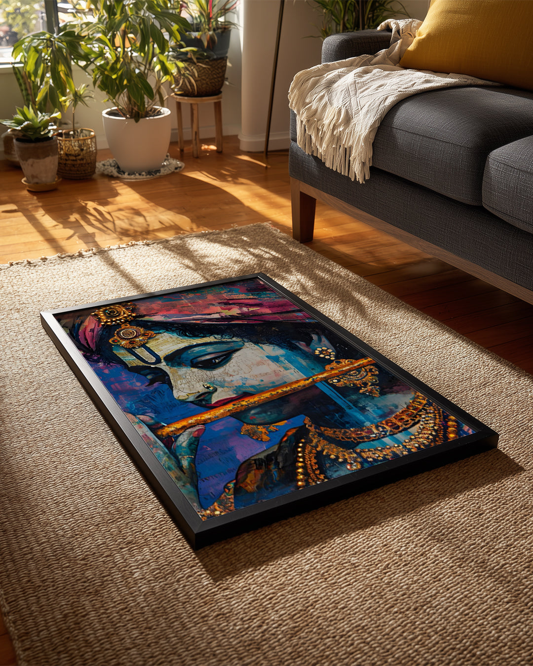 Flüt Çalan Genç Adam - Renkli Sanat İllüstrasyonu Poster Tablosu