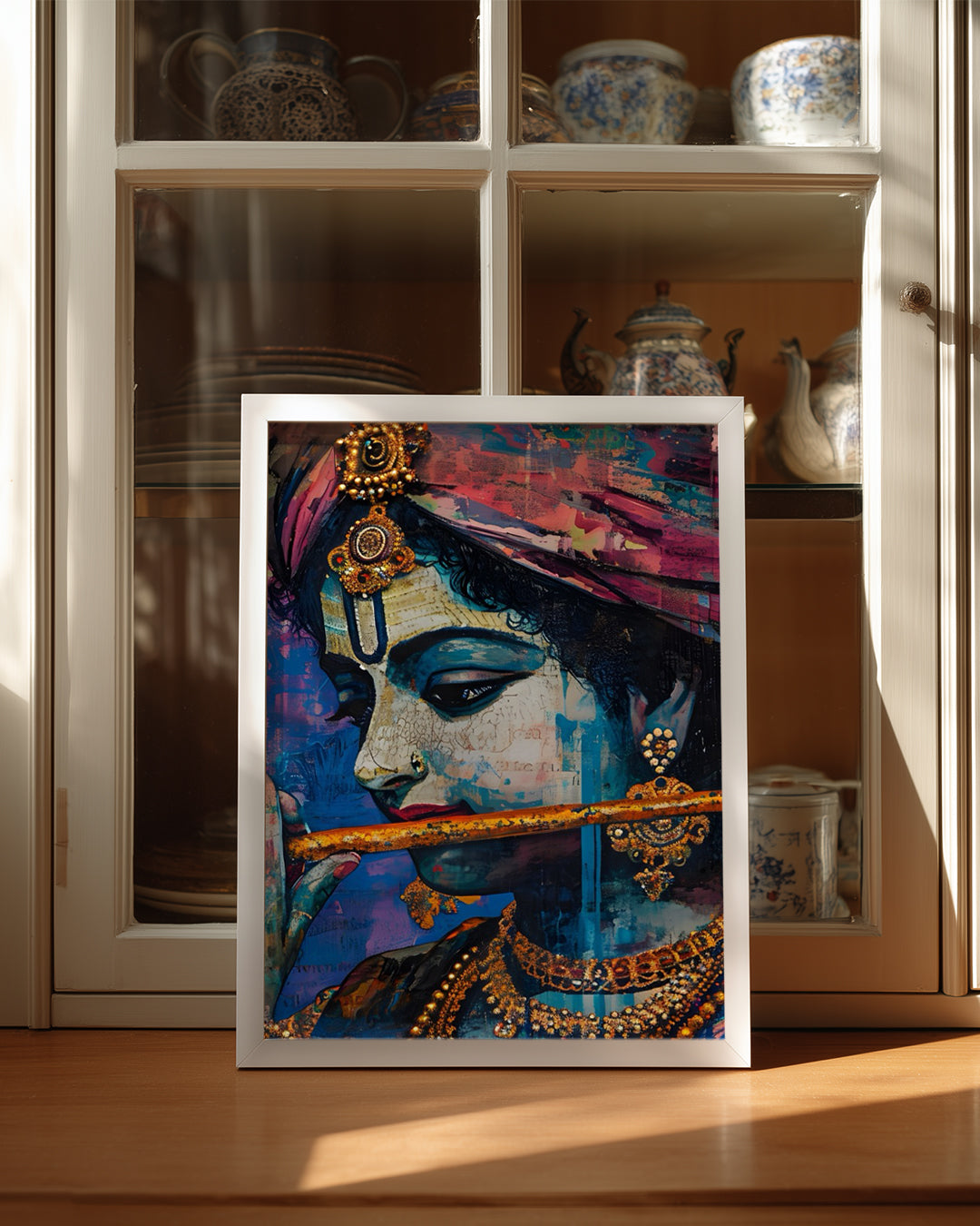 Flüt Çalan Genç Adam - Renkli Sanat İllüstrasyonu Poster Tablosu