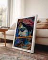 Flüt Çalan Genç Adam - Renkli Sanat İllüstrasyonu Poster Tablosu