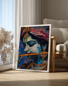 Flüt Çalan Genç Adam - Renkli Sanat İllüstrasyonu Poster Tablosu
