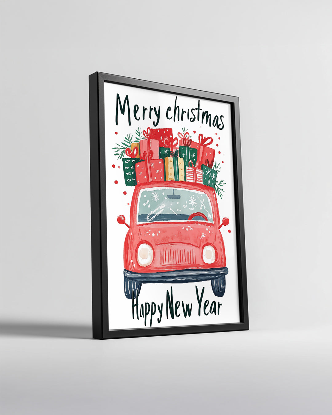 Flying Reindeer Night Poster Tablosu