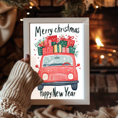 Flying Reindeer Night Poster Tablosu