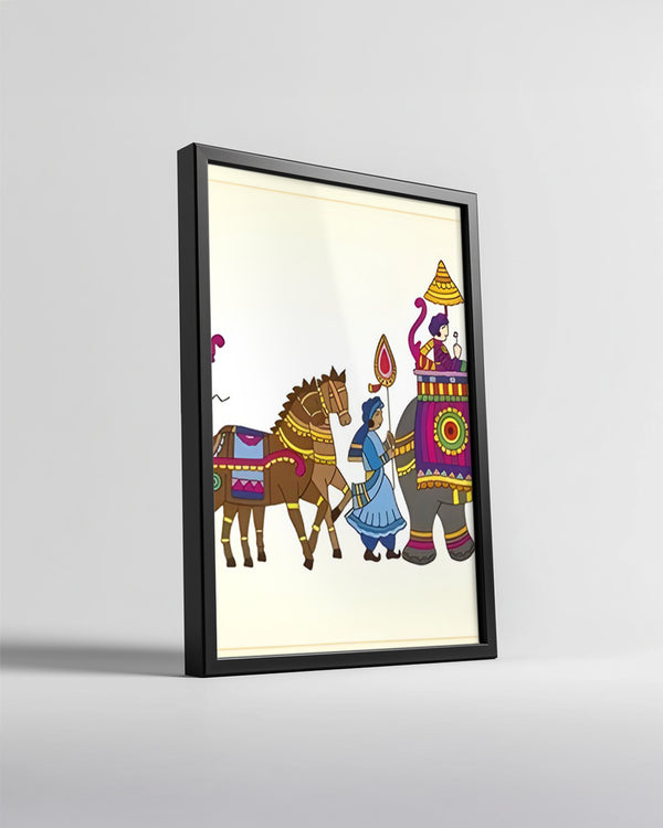 Folk Sanatı - Renkli Geleneksel Düğün Alayı Poster Tablosu