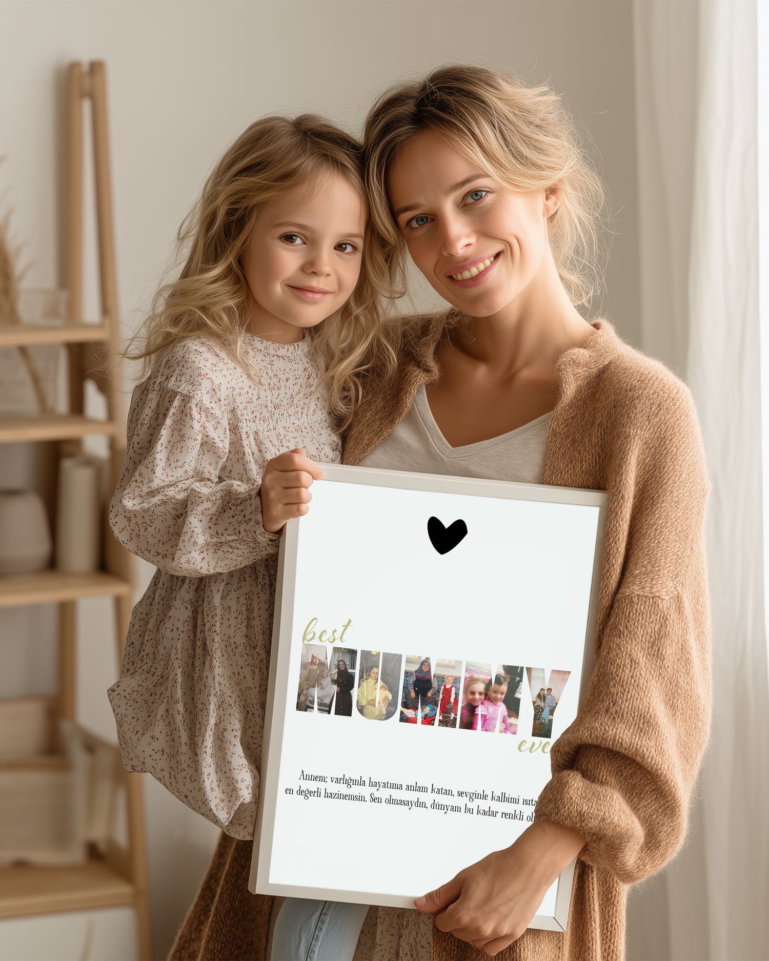 Fotoğraflı Best Mummy Ever Kolaj Poster Tablosu Poster Tablosu