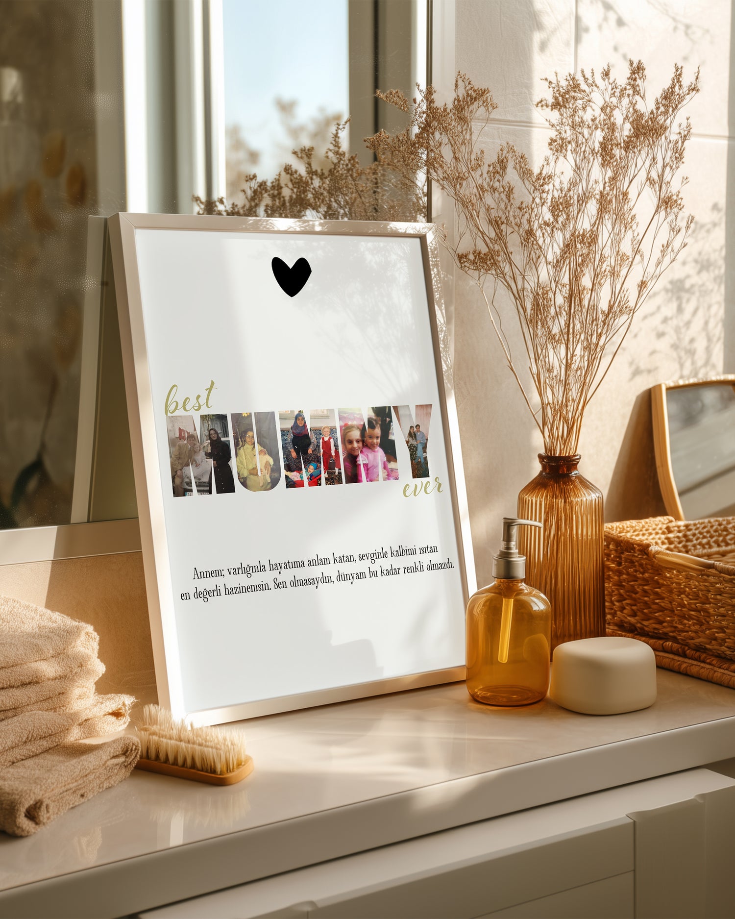 Fotoğraflı Best Mummy Ever Kolaj Poster Tablosu Poster Tablosu