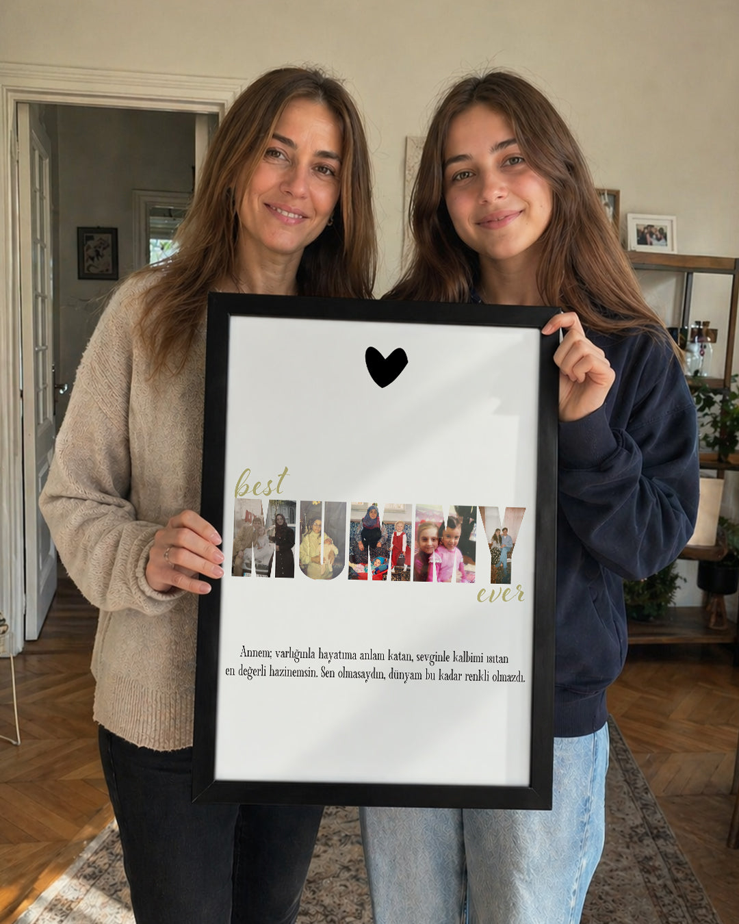 Fotoğraflı Best Mummy Ever Kolaj Poster Tablosu Poster Tablosu