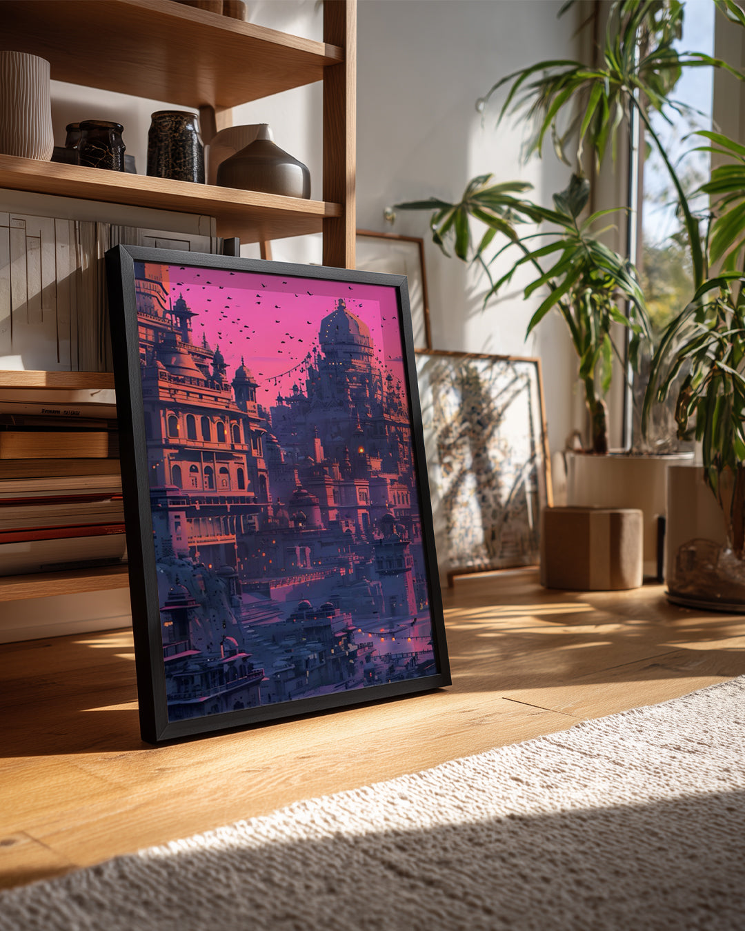 Fütüristik Şehir Manzarası - Güneş Batarken Büyüleyici Atmosfer Poster Tablosu