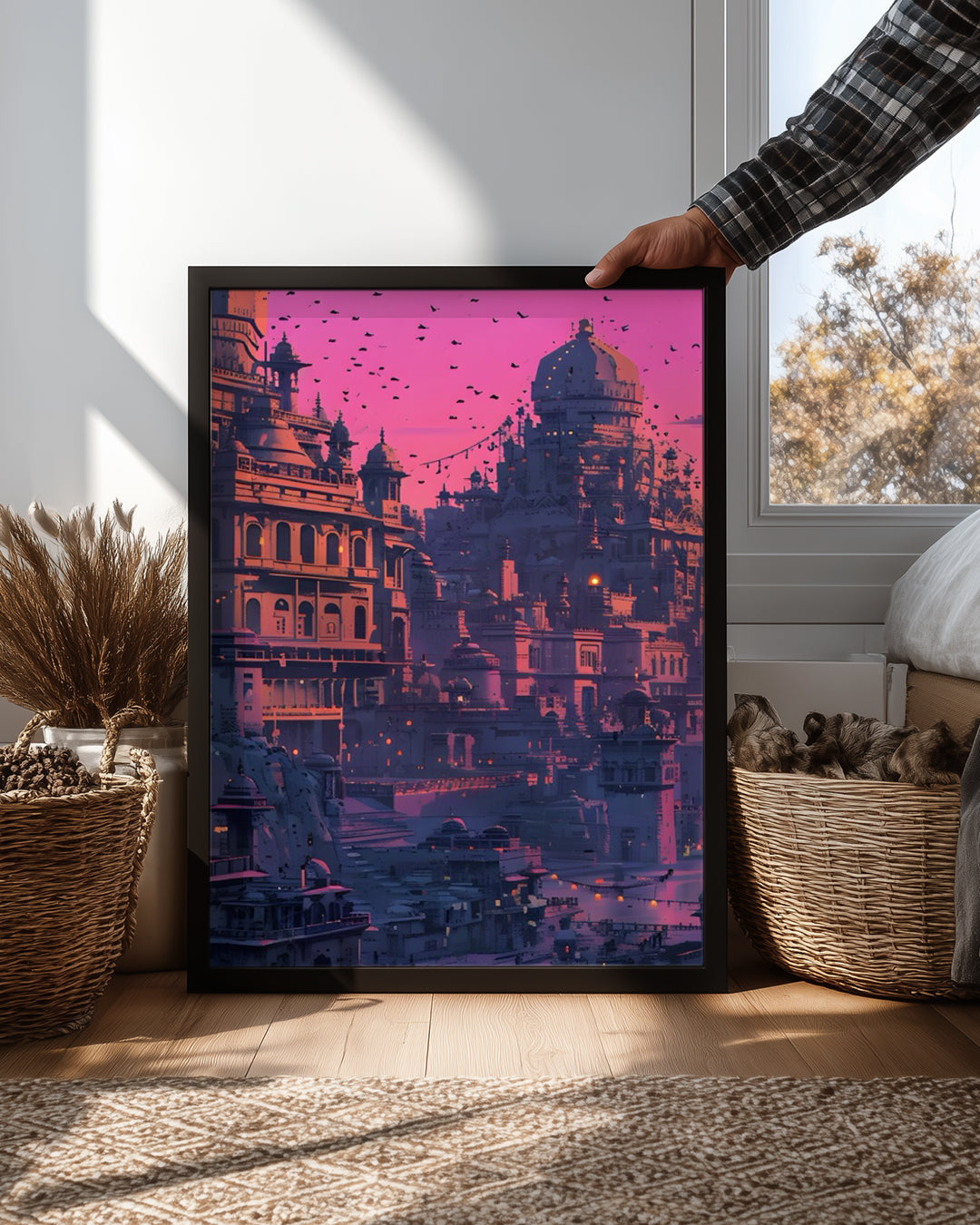 Fütüristik Şehir Manzarası - Güneş Batarken Büyüleyici Atmosfer Poster Tablosu