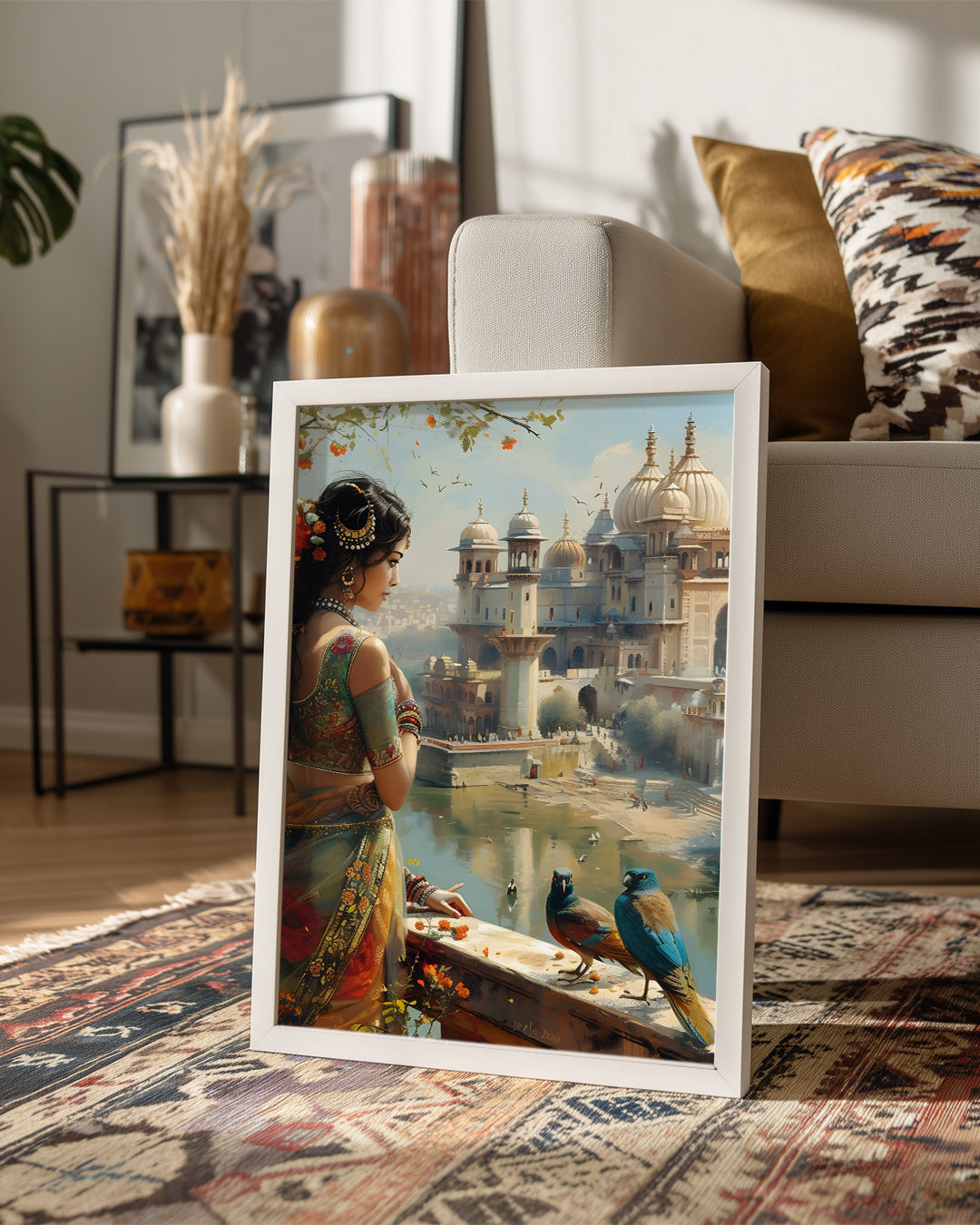 Geleneksel Hint Gelinliği - Tarihi Saray Manzarası Poster Tablosu