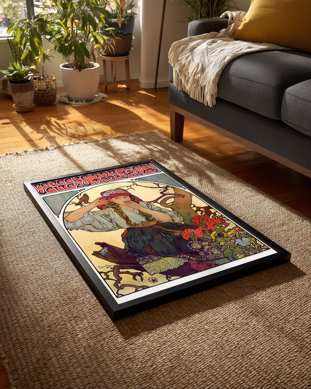 Geleneksel Kıyafetli Kadın - Doğal Güzellik ve Bitki Teması Poster Tablosu