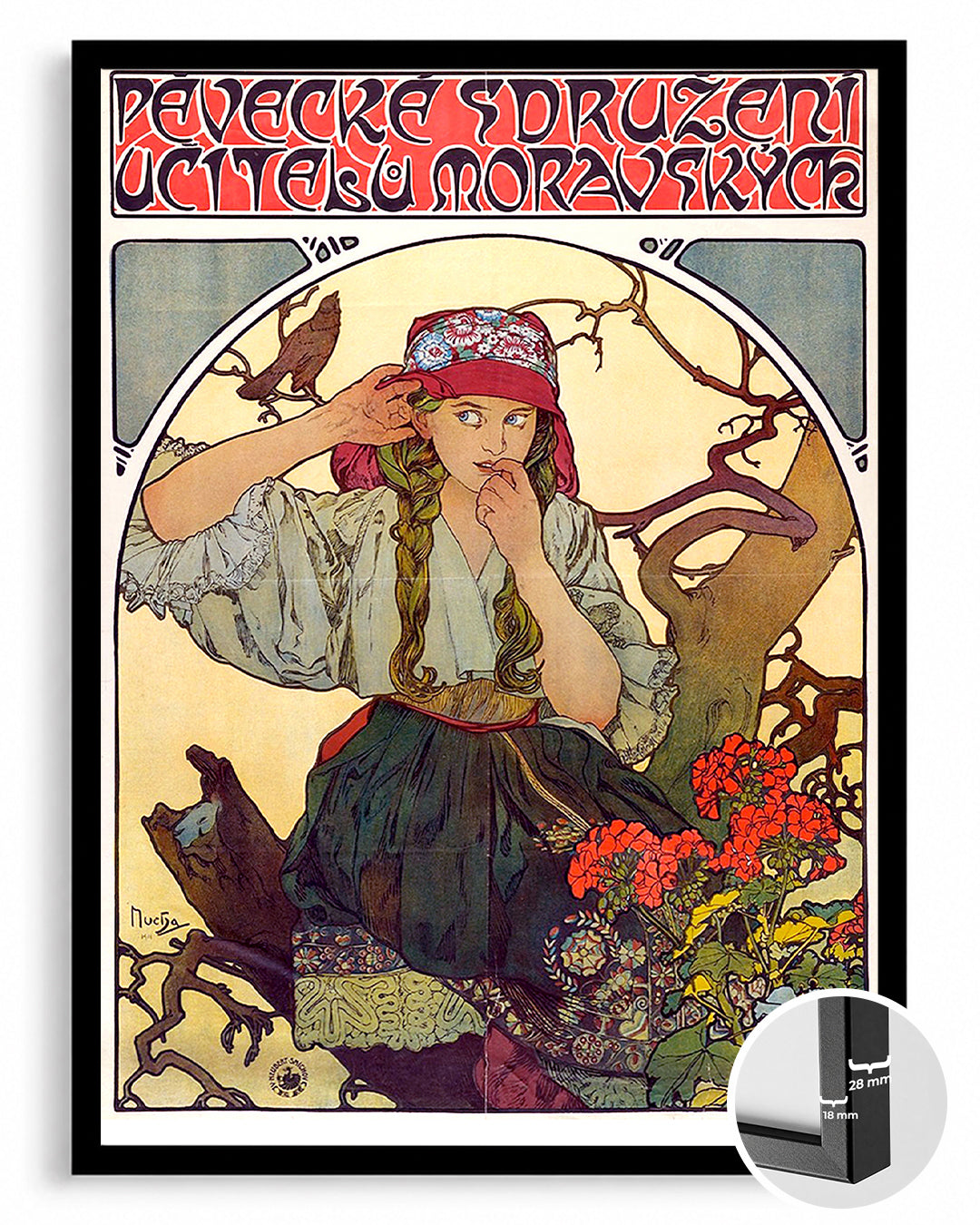 Geleneksel Kıyafetli Kadın - Doğal Güzellik ve Bitki Teması Poster Tablosu