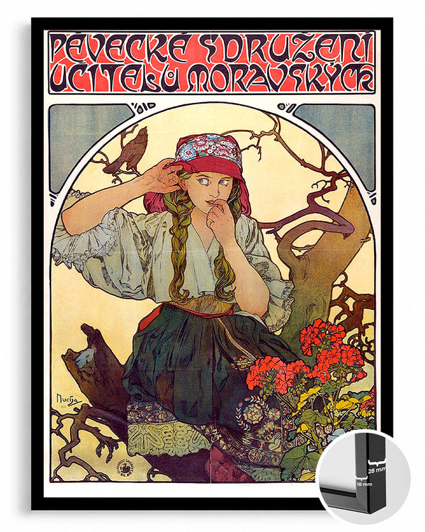 Geleneksel Kıyafetli Kadın - Doğal Güzellik ve Bitki Teması Poster Tablosu