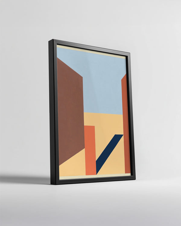 Geometrik Düzlem - Renk Blokları Arasında Boşluk Poster Tablosu