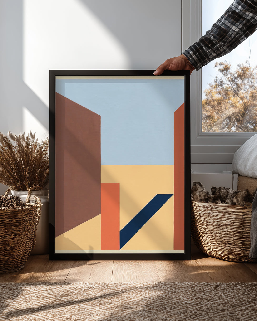 Geometrik Düzlem - Renk Blokları Arasında Boşluk Poster Tablosu