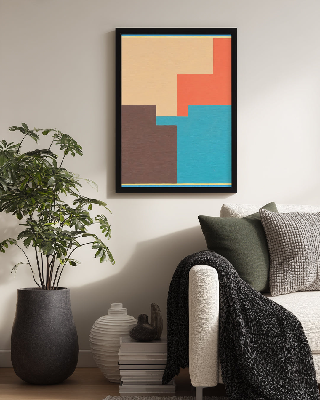Geometrik Renk Blokları - Soyut Tasarım Çalışması Poster Tablosu