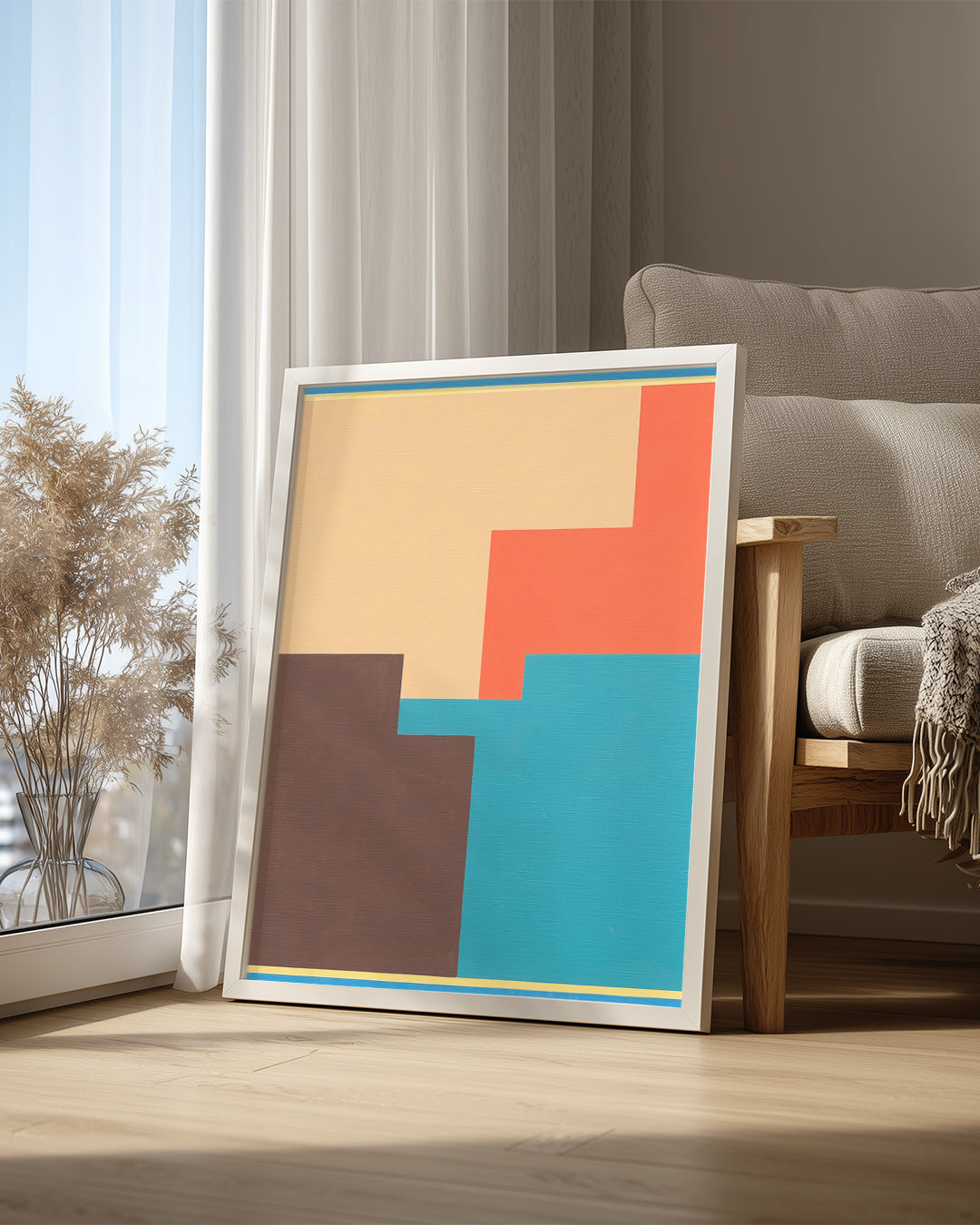 Geometrik Renk Blokları - Soyut Tasarım Çalışması Poster Tablosu