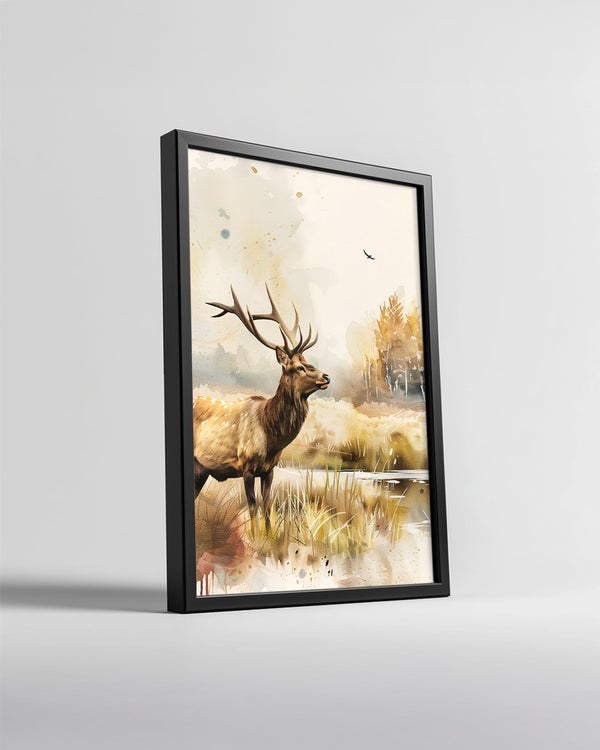 Geyik - Orman Kenarı Su Kenarı Poster Tablosu