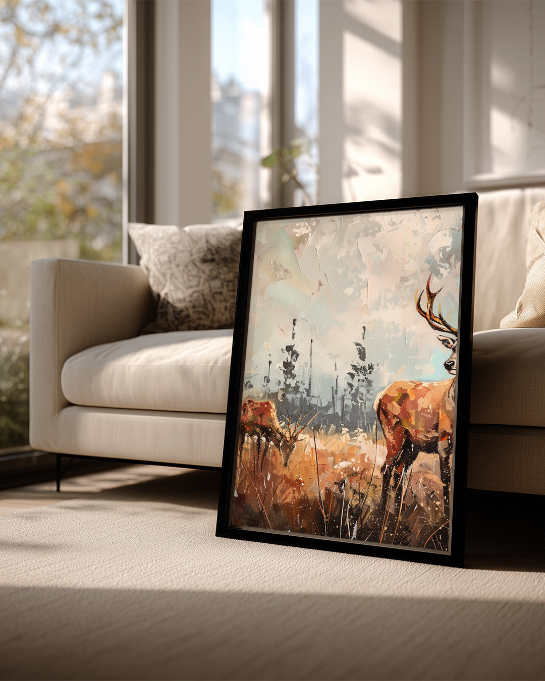 Geyik - Ormanlı Açık Alan Poster Tablosu