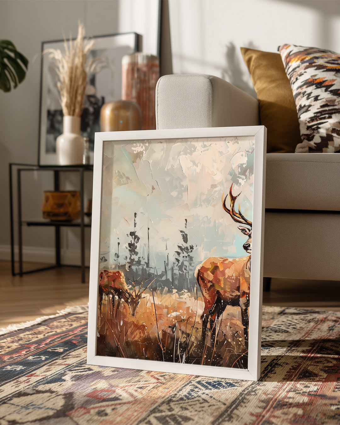 Geyik - Ormanlı Açık Alan Poster Tablosu
