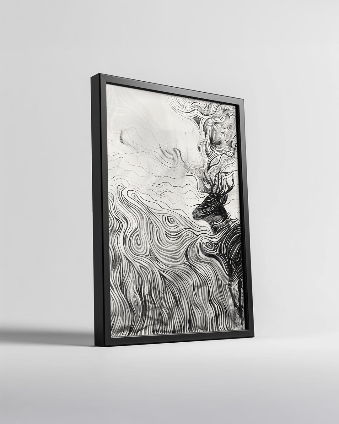 Geyik - Sarmal Çizgiler Poster Tablosu