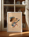 Gitar Çalan Köpek - Neşeli Müzik ve Renkli Animasyon Poster Tablosu